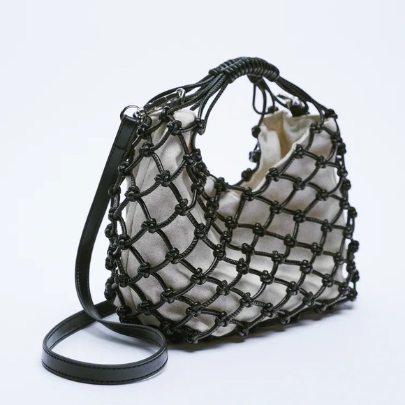 Zara Set - Black Knotted Mesh Heels & Mini Bag - Picture 3 of 12